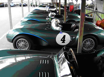 A row of beautifully set-up racing Astons.