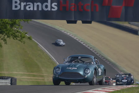 The stunning DB4GT Zagato is right at home on the Brands Hatch GP circuit
