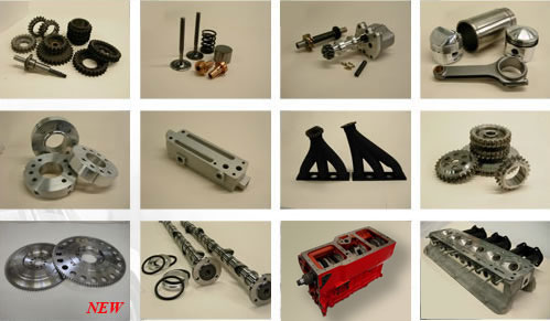 A range of engine components.